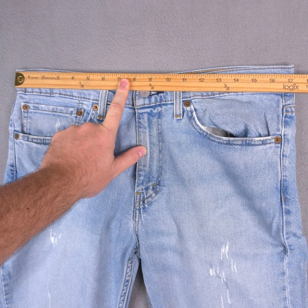 Levi 511 Slim Fit Jeans Distressed Light Wash Blue 34x34 Cotton Denim Modern